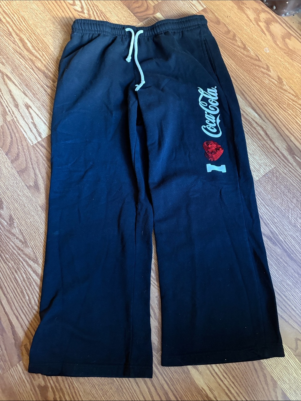 Coca Cola Black Kids Joggers with White Drawstring and Red Heart